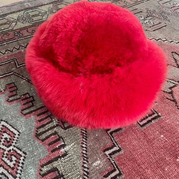 Womens Premium 100% Super Baby Alpaca Red Russian Style Hat - Picture 6 of 6